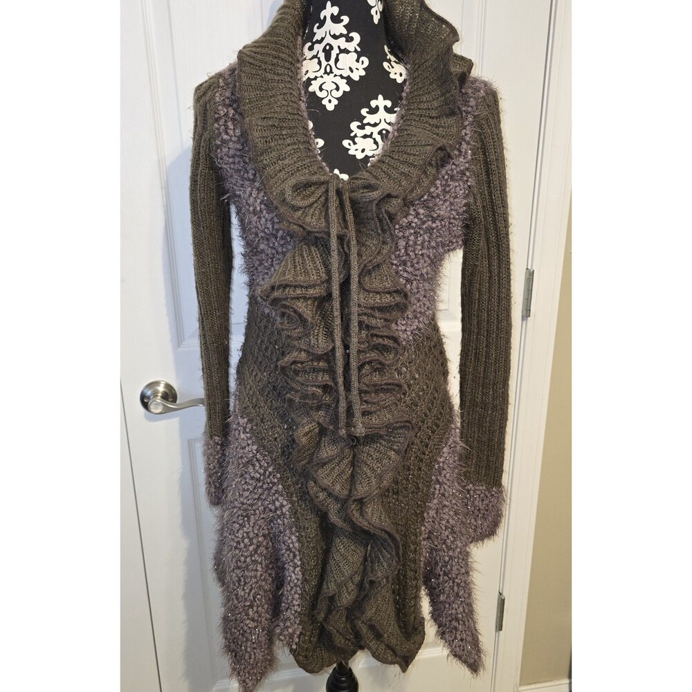 Womens Sloni Mohair Wool Sweater Cardigan Dark Academia Whimsigoth L Collard
